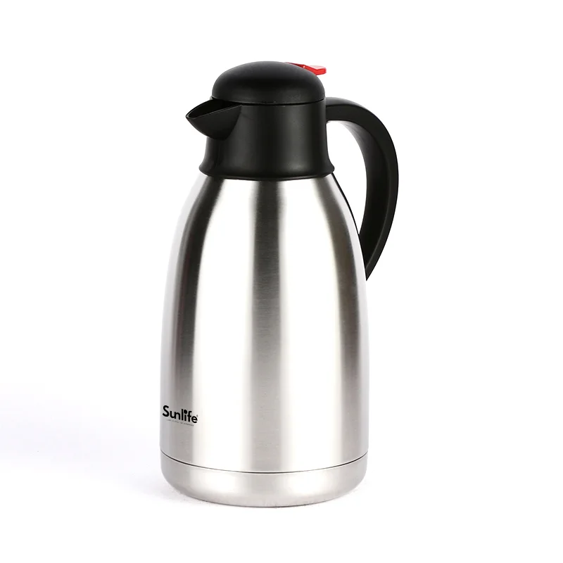 Push Botton Lid Double Wall Stainless Steel Metal Thermal Jug