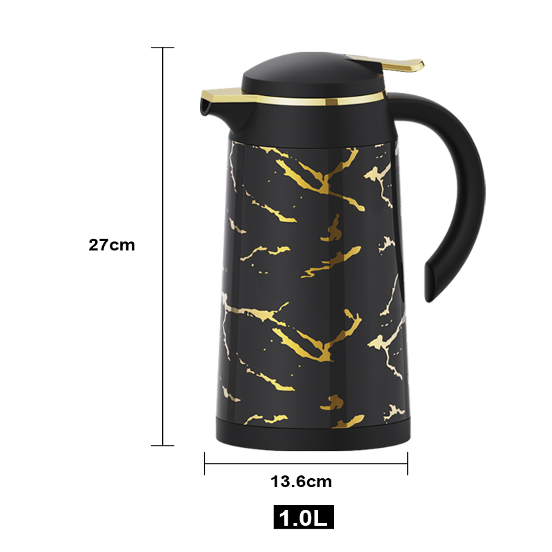 Top Selling Metal Body with Glass Refill vacuum jug Pot body marble pattern 1.0L Insulated kettle-2