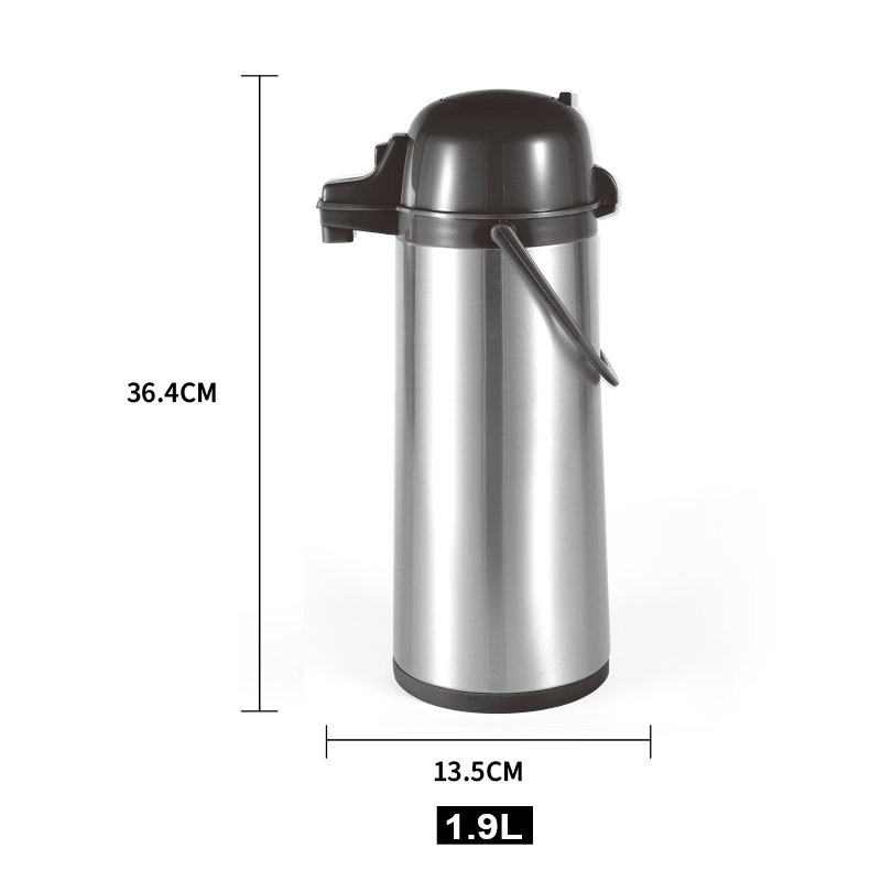 Sunlife Vacuum Flask Classic 1900ml Stainless Steel Body Air Pump Pot Press Button Thermo Jug-1