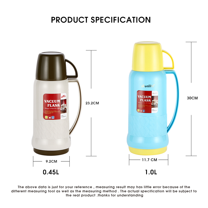 450ml Good Quality New Design PP Plastic Body Glass Refill Thermos jug vacuum flask-2