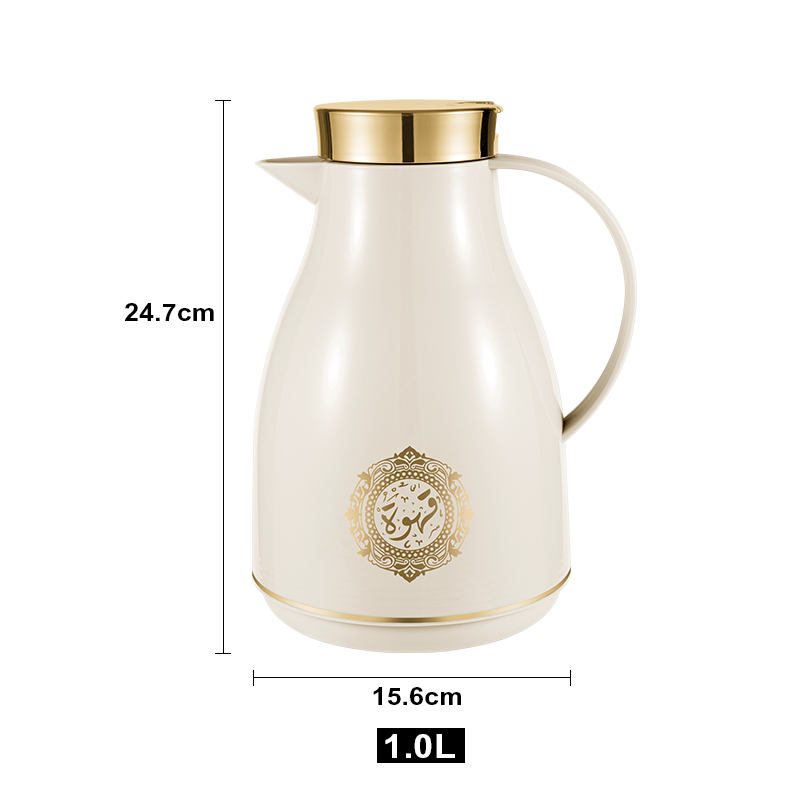 Sunlife fashion Design push gold lid white Glass Refill thermo jug Coffee Pot vacuum flask-1