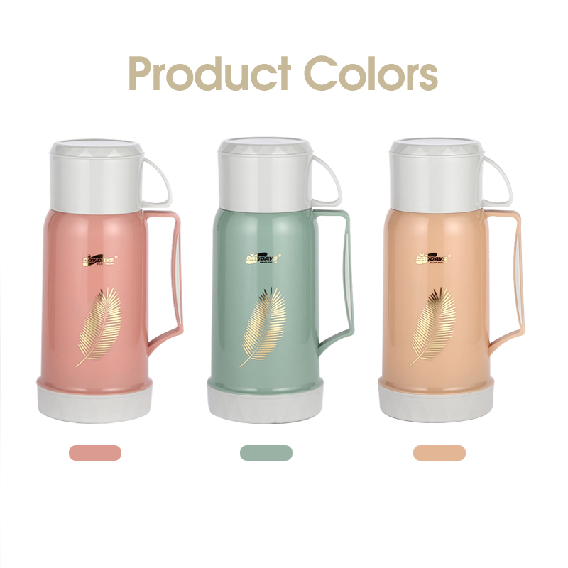 Daydays 1.0L thermos kettle water bottle plastic body tea cup vacuum flask with glass liner-1