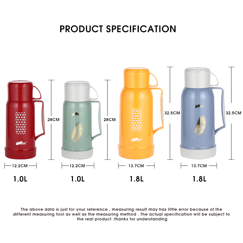 Daydays 1.0L thermos kettle water bottle plastic body tea cup vacuum flask with glass liner-2