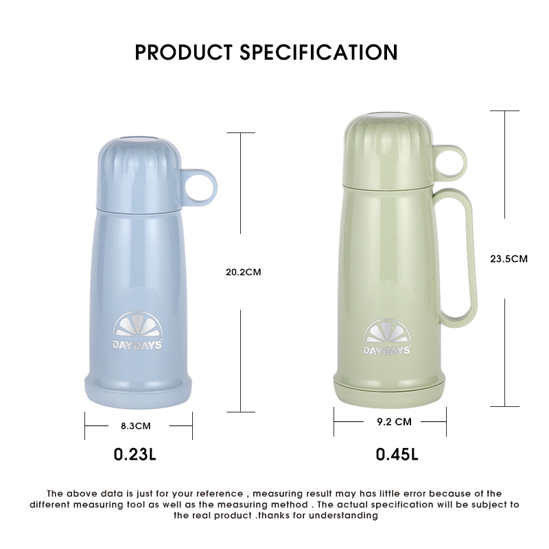 Daydays New High Quality 450ml Food Grade Plastic Material outdoor vacuum flask with glass refill-2