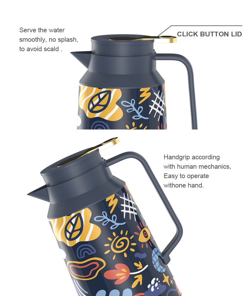 Sunlife Vacuum Flask Creative Design Metal Body Thermo Coffee Pot White Glass Vacuum Jug-2