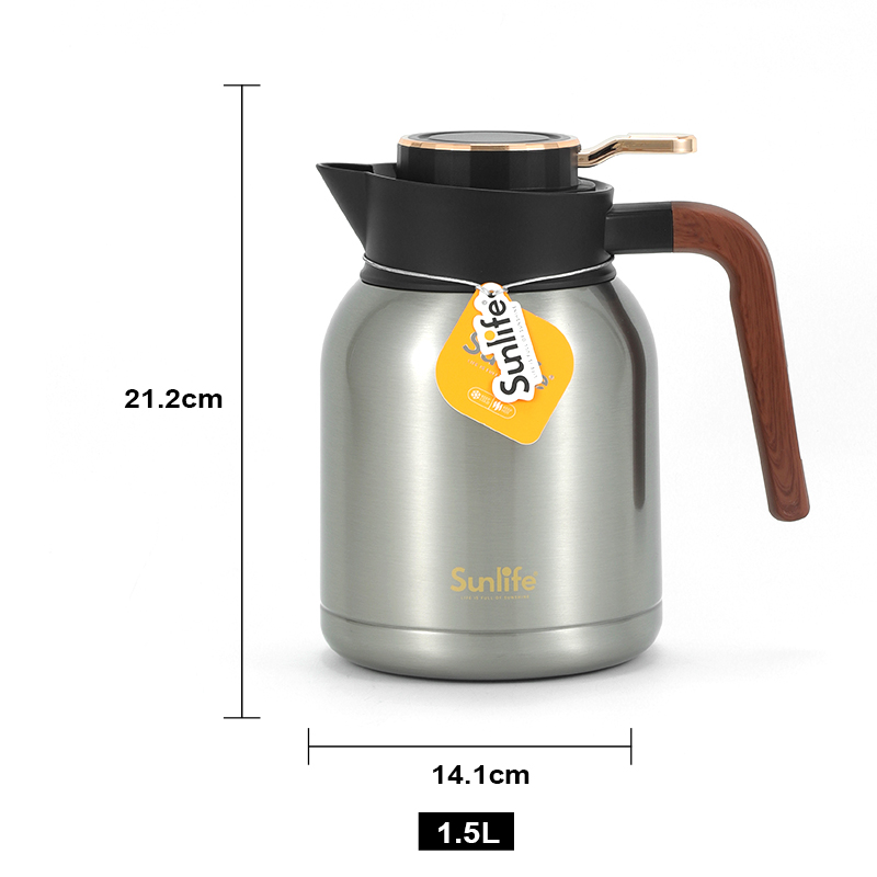 Sunlife 1500ml Double Wall Stainless Steel Food Grade thermo jug vacummflask Coffee Pot-1