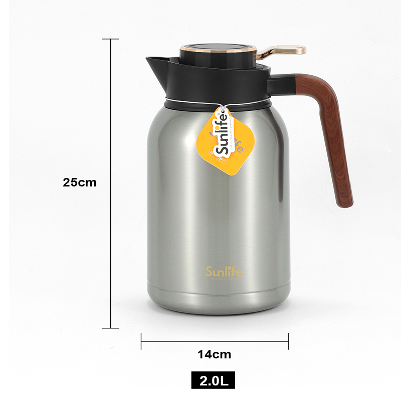 Sunlife 2000ml Double Wall Stainless Steel Food Grade thermo jug vacumm flask Coffee Pot-1