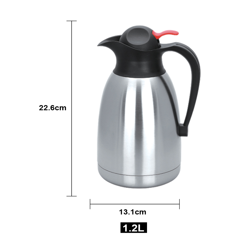 Sunlife hot selling Design High Quality Double Wall Metal Vacuum Flask Coffee Jug With Plastic Handle-2