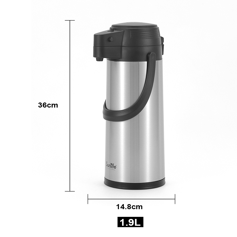 Sunlife 1.9L Stainless Steel Air Pump Vacuum Pot High Quality Glass Inner-1