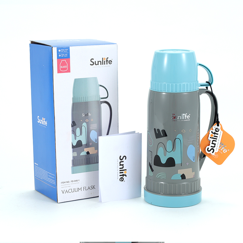 Sunlife stock 0.45L capacity PP plastic body cheap price vaccum Flask with glass refill-9