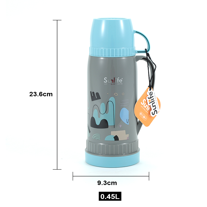 Sunlife stock 0.45L capacity PP plastic body cheap price vaccum Flask with glass refill-1