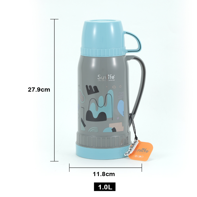 Sunlife stock 1L capacity PP plastic body cheap price vacuum Flask with glass refill-1