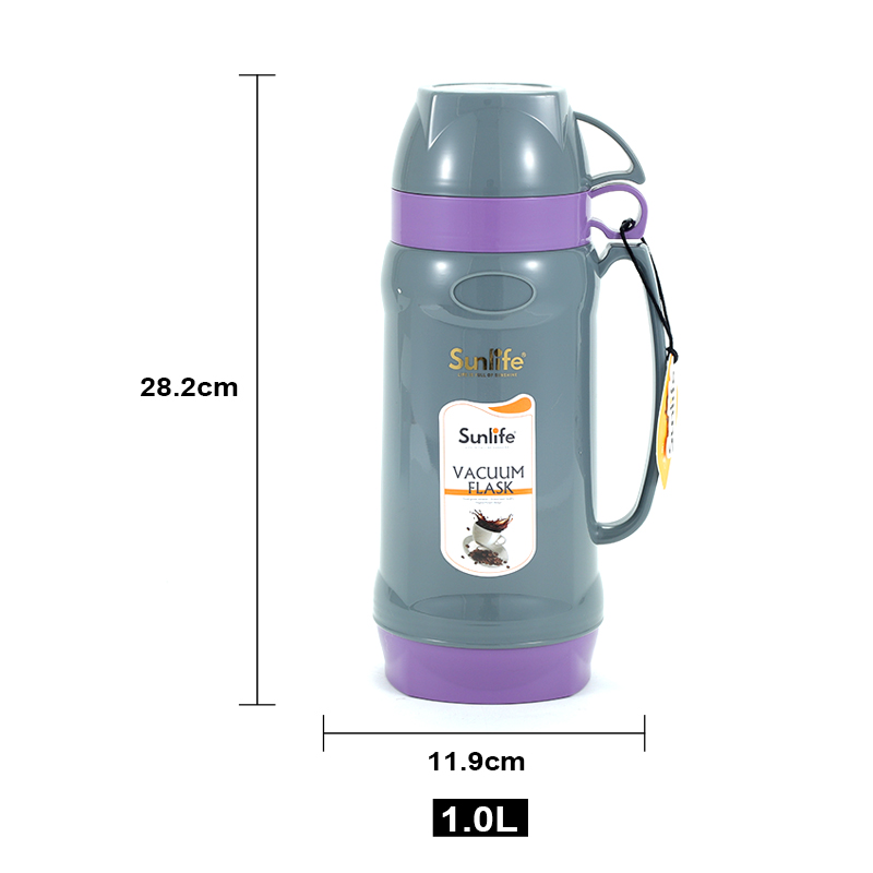 Sunlife Hot-selling stock 1L PP plastic body vacuum Flask with glass refill-1