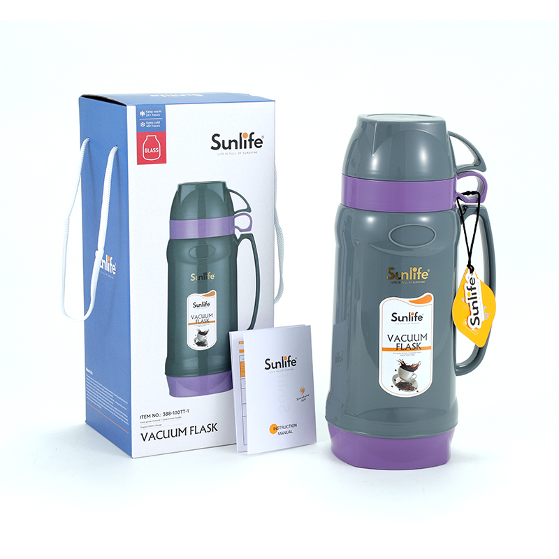 Sunlife Hot-selling stock 1L PP plastic body vacuum Flask with glass refill-9